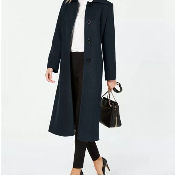 Jones New York Women's Single-Breasted Maxi Wool Coat, charcoal, Size 4 - Picture 5 of 13